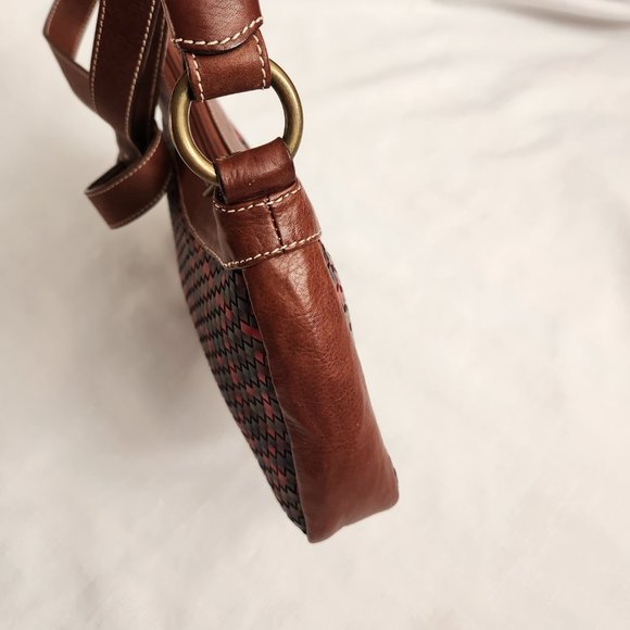 Vera Pelle Avorio Italy Leather Brown/ Multicolor Lady Crossbody/ Shoulder Purse - Picture 6 of 16